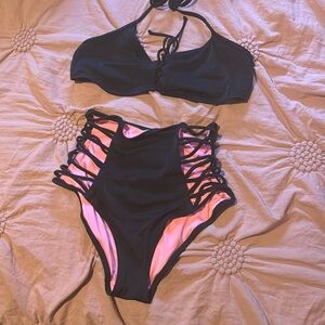 PINK Black Bikini Set L 👙